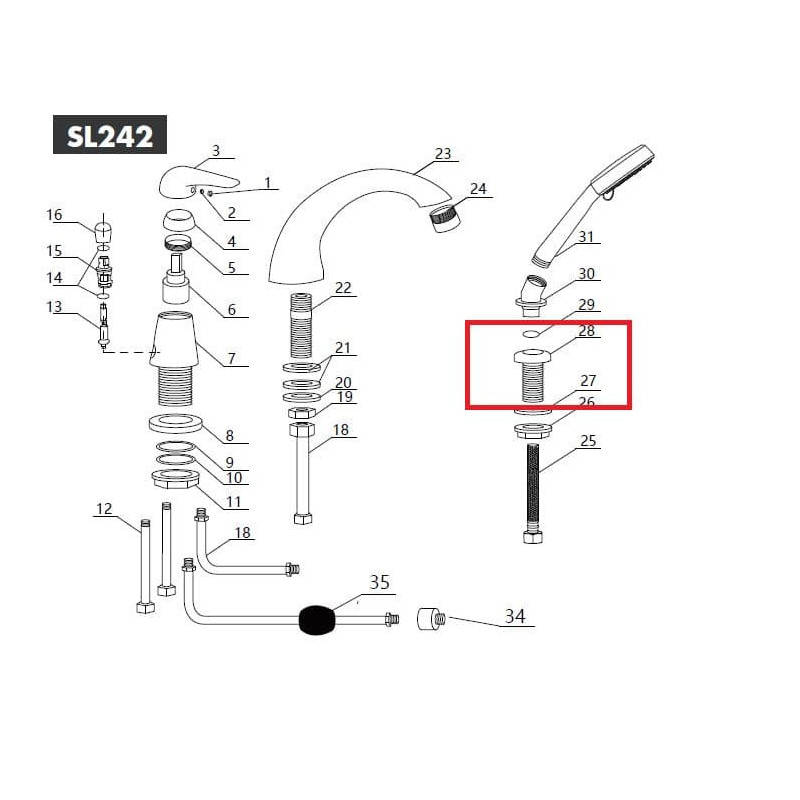 S-line - průchodka sprchové hadice - set NDSL24228