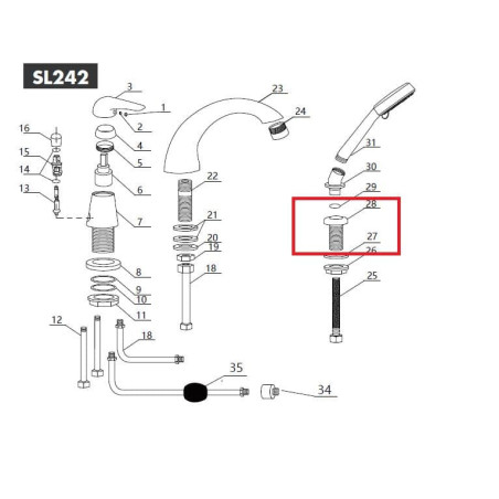 S-line - průchodka sprchové hadice - set NDSL24228