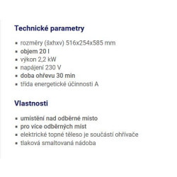 DRAŽICE TO 20.1 zásobníkový ohřívač 20l, elektrický, závěsný