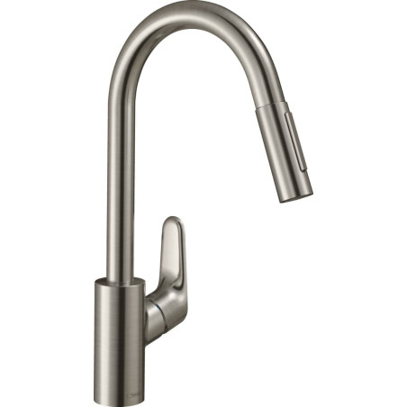 Dřezová baterie Hansgrohe Focus M41 s vytahovací sprškou, 2 proudy vzhled nerezu 31815800