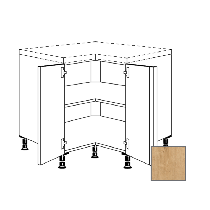 LUSI24 Kuchyňská skříňka spodní rohová 90 cm 2D, dub 698.UDTE90.L