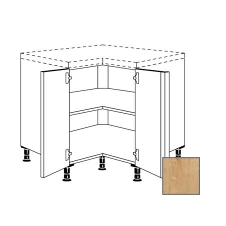 LUSI24 Kuchyňská skříňka spodní rohová 90 cm 2D, dub 698.UDTE90.L