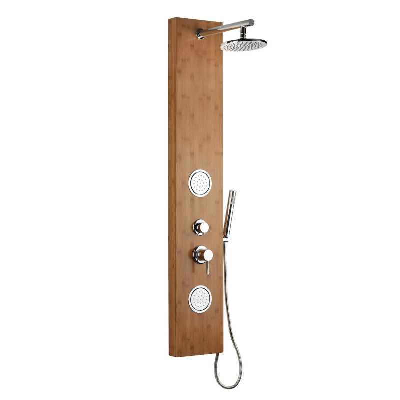 Sprchový panel SIKO Bamboo Shower na stěnu s pákovou baterií bambus BAMBOOSHOWER