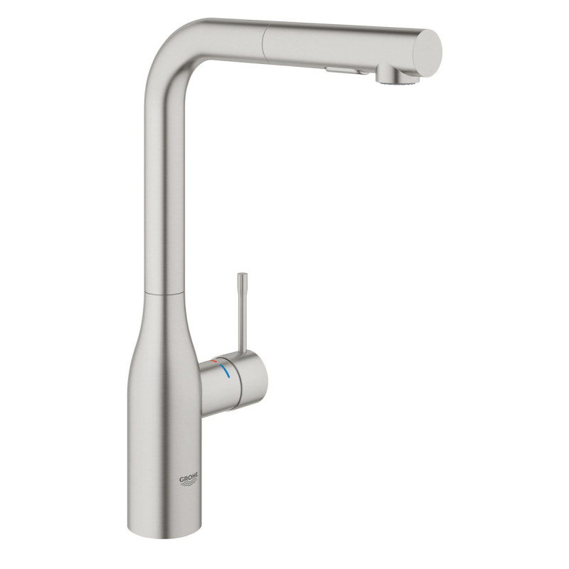 Dřezová baterie Grohe Essence New s vytahovací sprškou supersteel 30270DC0